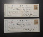 1874 Us Lot Of 4 Old Connecticut Life Insurance Co Dividend Checks Revenue Stamp