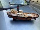 Vintage Wooden Fishing Boat Model With Detailing 24   x12   x6   in