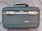 American Tourister Tiara Vintage Train Case Luggage Makeup Blue gray Used