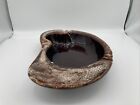 Vintage Large Ashtray Ceramic Brown Drip Glaze Made In Usa 13 75    Long