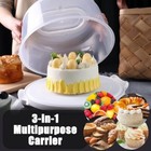 Cake Holder 3 N 1 Multipurpose Platter With Lid Travel Container Egg Pan