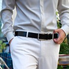 Leather Mens Belt Black   Brown Dress Belts With Classic Buckle By Viqtta