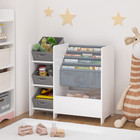 Kids Bookshelf And Toy Storage Organizer  Multifunctional 4 Tier Kids Book Shelf