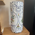 Vtg Majolica Rccl Portugal Hand Painted Blue Green Pink White Umbrella Stand