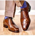 Tailor Made Men s Dark Brown Leather Oxford Whole-cut Brogue Lace Up Dress Shoes