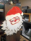 Vintage Hand Painted Santa Claus Cutout Wooden Head Folk Art Plywood Retro 60 s