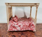 Dollhouse Bed 4 Poster Canopy Tudor Style Unpainted Wood 1 12 Scale Miniature