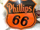 Phillips 66 Rare Porcelain Enamel Heavy Metal Sign Double  Side
