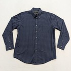 Van Heusen Men s Dress Shirt Size L Blue Plaid Button Up Long Sleeve