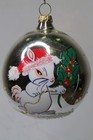 Vintage Blown Glass Pictured Santa Mouse Ball Christmas Ornament Italy