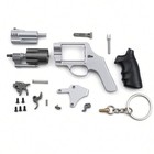 Mini Revolver Gun Key Chain  Metal plastic  Silver black  Key Ring