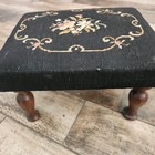 Vintage Floral Needlepoint Footstool Carved Wood Stool Bench Embroidery 8    H