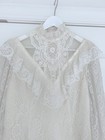 Gunne Sax By Jessica Mcclintock Victorian Lace High Neck Ivory Blouse Size 13