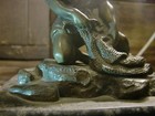 Antique Bronze Patinated Statue Figurine Magician  Marble Base Circa 1880 French