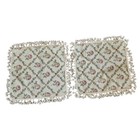 Rose Lattice Pillow Shams Petit Point Needlepoint  With Tassels  A Pair
