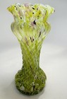 Antique    legras    Hand-blown Glass Vase Spatter Pattern Lime Green white pink  7   