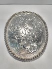 Vintage Montana Silversmiths Floral Sterling Silver Plate Belt Buckle