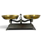 Antique 10kg Mercantile Balance Scale Brass Pans Cast Iron Grocer C1900