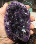 Large  Amethyst Crystal Cluster  Geode From Uruguay Cathedral  Agate Rim