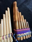 Vintage Zampona Hand Made Natural Bamboo Instrument Set Of 2  And Made In Peru