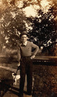 Vintage Old Outdoor Antique Photo Picture Image Man Hat Cane Dog Animal 1920 s
