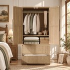 Wardrobe Closet With 2 Drawers   2 Doors  Freestanding Wooden Wardrobe Cabinet