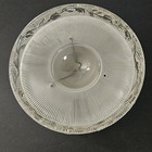 Vtg 40s Frosted Ribbed Glass Ceiling Light Shade Fixture Floral Mcm 3 Chain 11x3