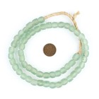 Green Aqua Recycled Glass Beads 9mm Ghana African Sea Glass Round Large Hole
