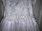 White Formal Lace Dress With Floral Details And Bow For Girls  Size 7