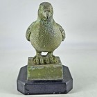 Vintage Rustic Cast Iron Painted Bird Figurine On Stone Base Door Stop Decor