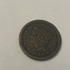 1844 Large Cent Matron Braided Hair 1c Ungraded Us Copper Coin K32