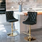 Set Of 2 Tufted Velvet Swivel Bar Stools Adjustable Kitchen Island Pub Chairs