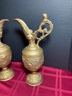 2 Antique  French Cast Iron Pitchers urns Statue Grape Vines Bacchus Amphora 13   