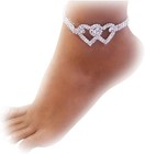 Bling Crystal Ankle Bracelet Double Heart Anklet Bracelet Love Barefoot Chain Us