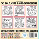Bold And Easy Coloring Book For Adults  Cute Relaxation Comfy Groovy    