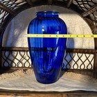 Cobalt Blue Vertical Ribbed Vase  1ft Tall  6 5    In Width