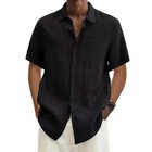 Men s Cotton Linen Short Sleeve Shirt - Casual Beach Style  Plus Size