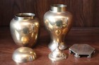 2 Vintage Solid Brass Urns With Lid Stunning Detail  9  Decor Vase Antiques L4