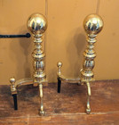 Virginia Metalcrafters Colonial Williamsburg Brass Fireplace Canonball Andirons