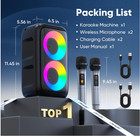 Altavoz Karaoke Port  til Con 2 Micr  fonos  Modo Tws  Luces Led Y Bater  a De 10 H