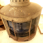 Vtg 20       Perko     Nautical Marine Ship Boat Lantern Glass Light Deep Blue Glass