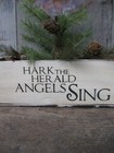 Primitive Wood Box White Milk Paint Hark The Herald Angels Sing W Christmas Tree