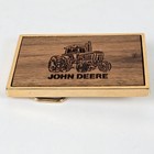 First Run - 1985 John Deere Tractor Belt Buckle Laser Etched Oak Wood Brass Rare
