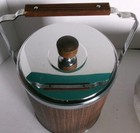 Vtg Mid Century Modern Kromex Ice Bucket Atomic Chrome Plastic Wood Barware Bar