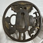 Antique Japanese Iron Openwork Tsuba     Plant Design