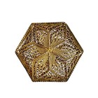 Vintage Gold Filigree Hexagon Pill Box Telkari Brass Openwork Flower  Hinged