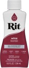 Wine Color Dye Fabric Rit Liquid 8oz Clothing Clothes Shirt Hide Laundry Garment