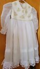 Vtg Kids Girls 4-5 Ivory Lace satin Christening flower Girl Dress  Embroidered
