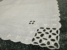 Set Of 12 Vintage White Linen Napkins Embroidered Floral  Cutwork Corner 11   x11   