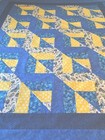Quilt Top-yellow   Blue-52    X 62     Bed  Lap  Table  Decor Pieced  U s a 